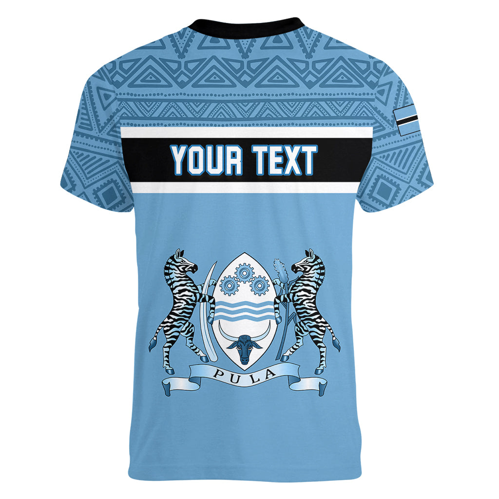 Personalised Botswana Women V Neck T Shirt Tswana Pula African Pattern - Wonder Print Shop