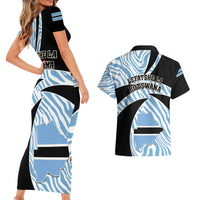 Botswana Independence Day Couples Matching Short Sleeve Bodycon Dress and Hawaiian Shirt Lefatshe la Botswana Zebra Pattern - Wonder Print Shop