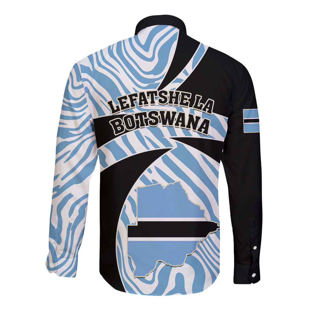 Botswana Independence Day Long Sleeve Button Shirt Lefatshe la Botswana Zebra Pattern - Wonder Print Shop
