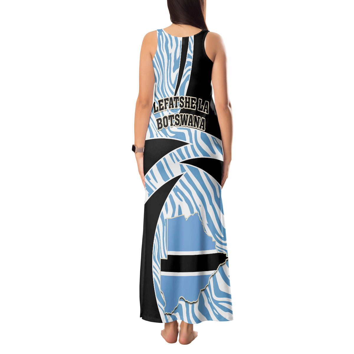 Botswana Independence Day Tank Maxi Dress Lefatshe la Botswana Zebra Pattern - Wonder Print Shop
