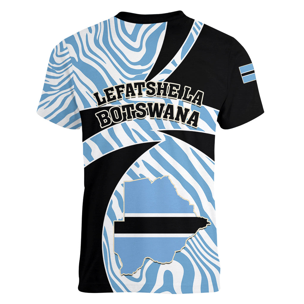 Botswana Independence Day Women V Neck T Shirt Lefatshe la Botswana Zebra Pattern - Wonder Print Shop