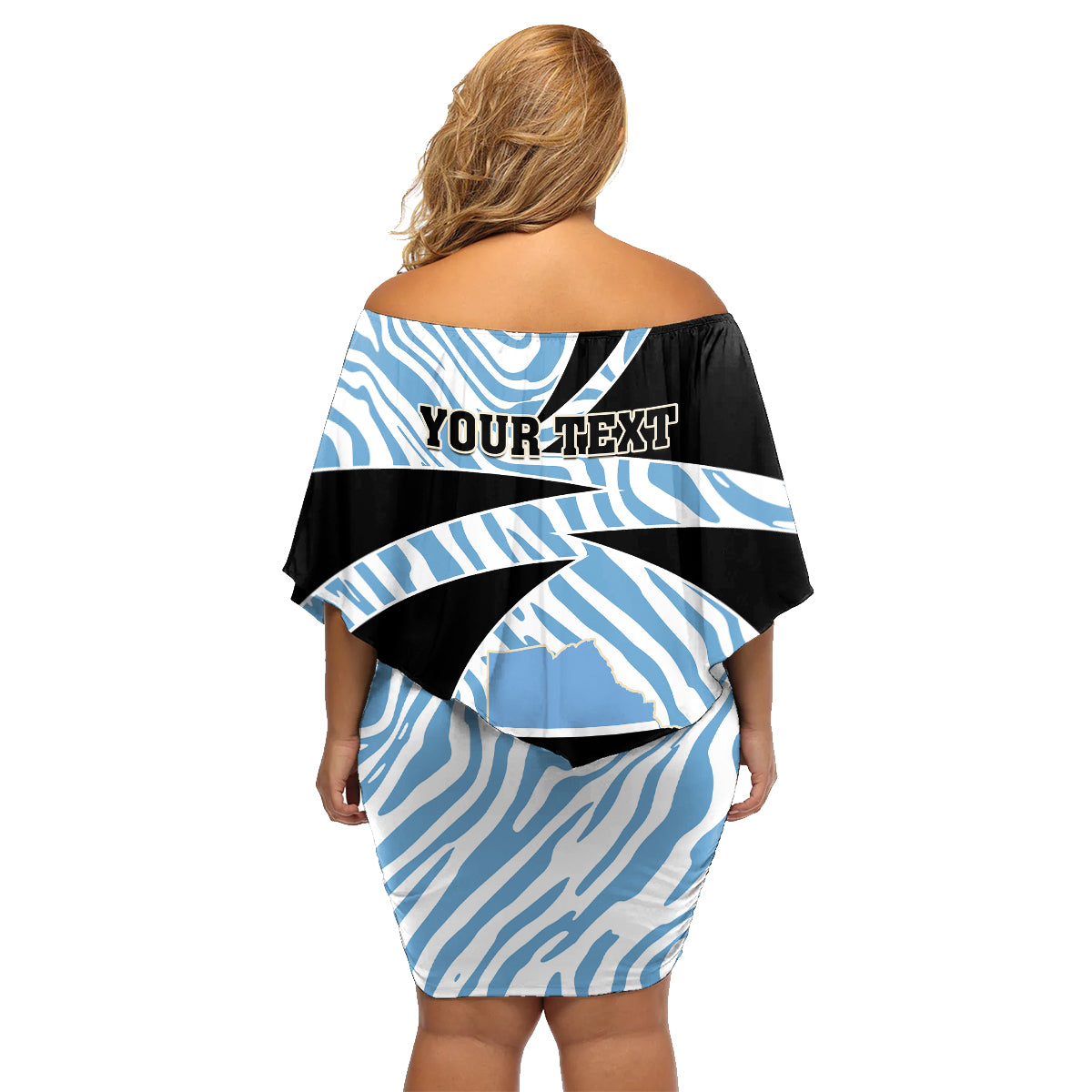 Personalised Botswana Independence Day Family Matching Off Shoulder Short Dress and Hawaiian Shirt Lefatshe la Botswana Zebra Pattern - Wonder Print Shop