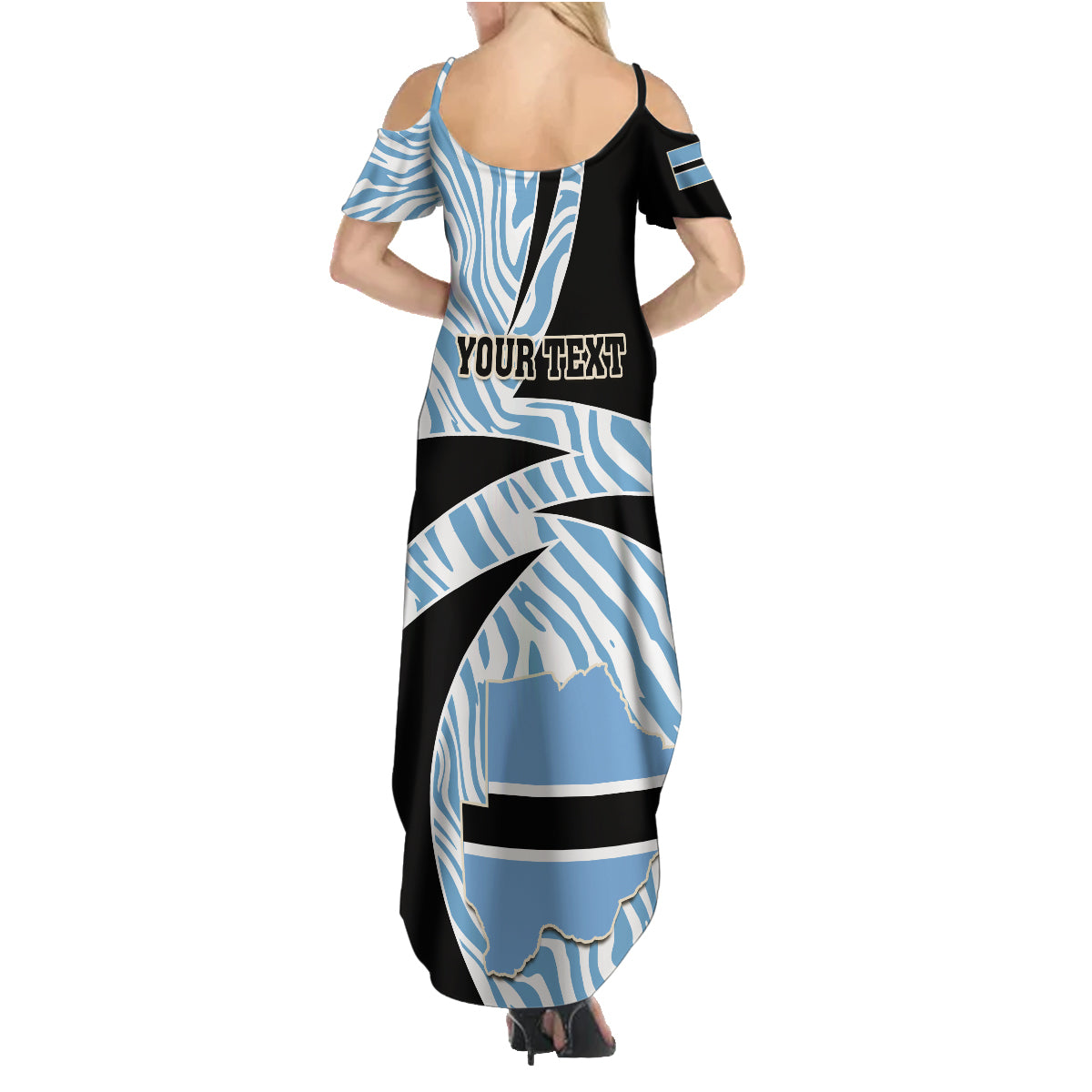 Personalised Botswana Independence Day Family Matching Summer Maxi Dress and Hawaiian Shirt Lefatshe la Botswana Zebra Pattern - Wonder Print Shop