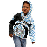 Personalised Botswana Independence Day Kid Hoodie Lefatshe la Botswana Zebra Pattern - Wonder Print Shop