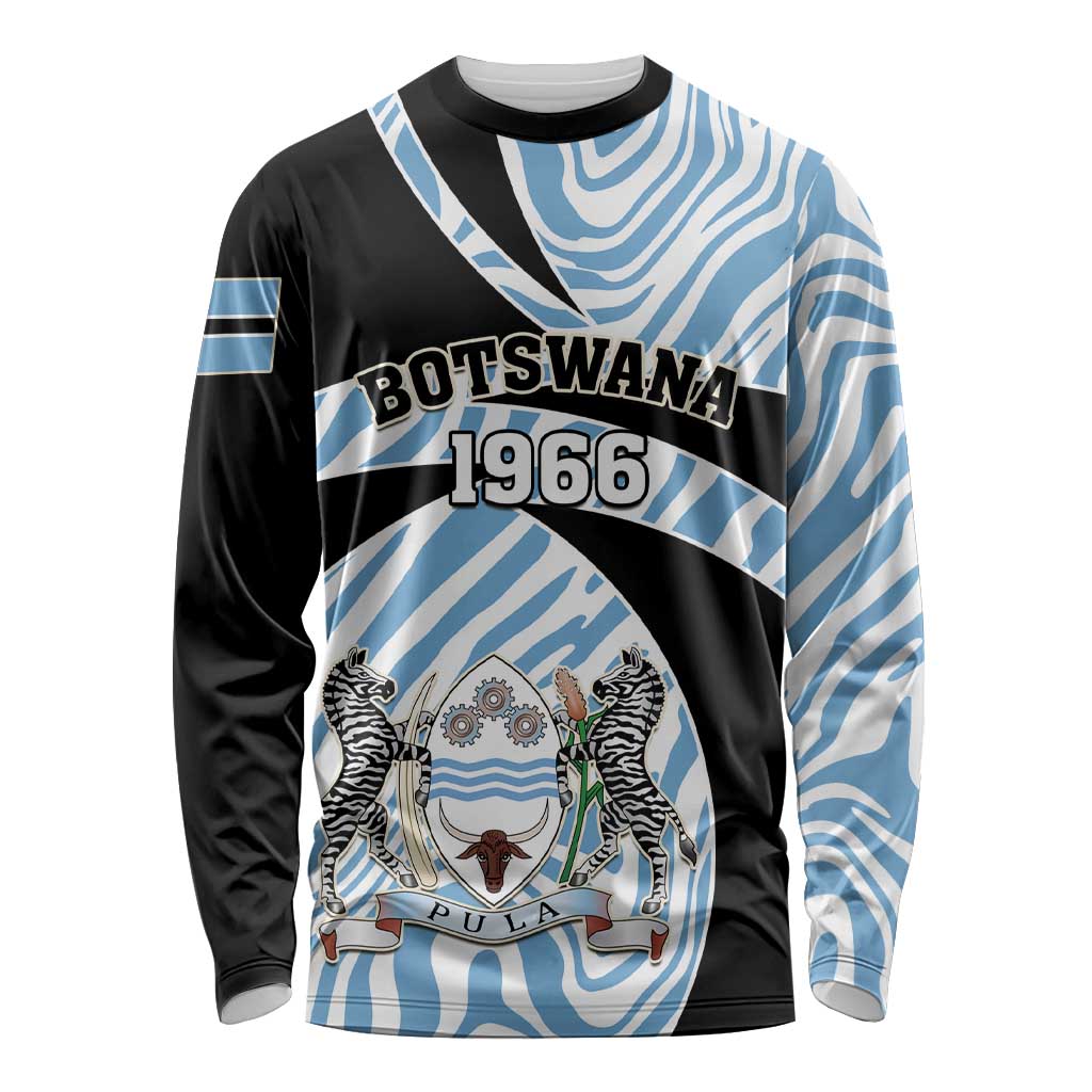 Personalised Botswana Independence Day Long Sleeve Shirt Lefatshe la Botswana Zebra Pattern LT01