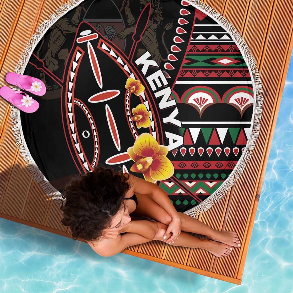 Kenya Beach Blanket Jamhuri ya Kenya Shield - Wonder Print Shop
