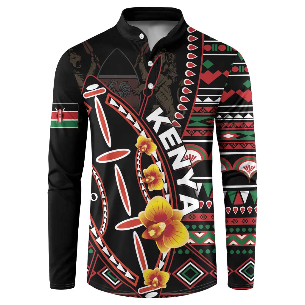 Personalized Kenya Button Sweatshirt Jamhuri ya Kenya Shield - Wonder Print Shop