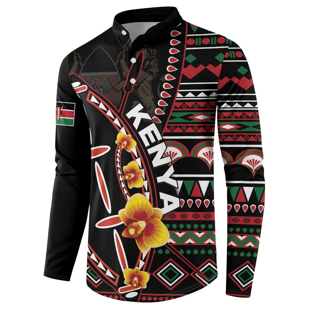 Personalized Kenya Button Sweatshirt Jamhuri ya Kenya Shield - Wonder Print Shop