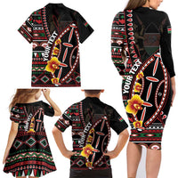 Personalized Kenya Family Matching Long Sleeve Bodycon Dress and Hawaiian Shirt Jamhuri ya Kenya Shield - Wonder Print Shop