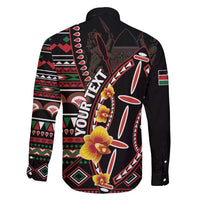 Personalized Kenya Family Matching Long Sleeve Bodycon Dress and Hawaiian Shirt Jamhuri ya Kenya Shield - Wonder Print Shop