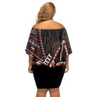Personalized Kenya Off Shoulder Short Dress Jamhuri ya Kenya Shield - Wonder Print Shop