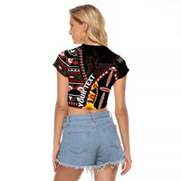 Personalized Kenya Raglan Cropped T Shirt Jamhuri ya Kenya Shield - Wonder Print Shop