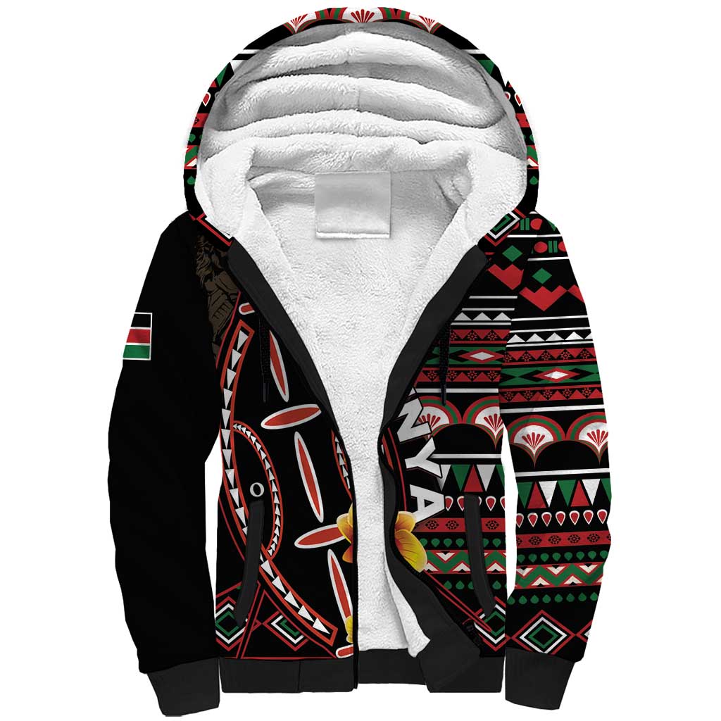 Personalized Kenya Sherpa Hoodie Jamhuri ya Kenya Shield - Wonder Print Shop