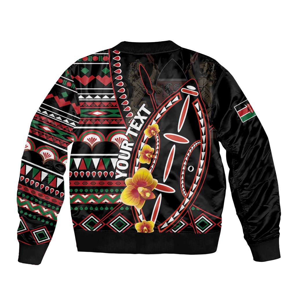 Personalized Kenya Sleeve Zip Bomber Jacket Jamhuri ya Kenya Shield - Wonder Print Shop