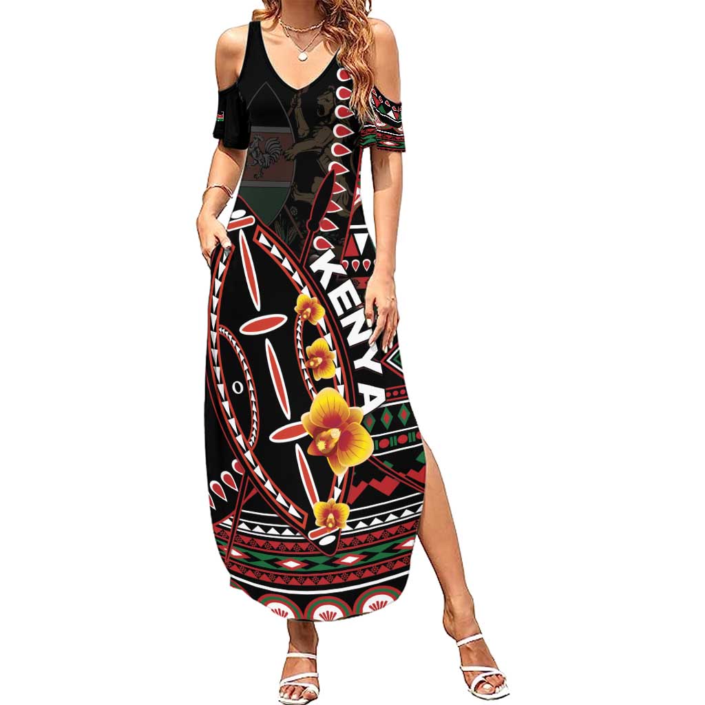 Personalized Kenya Summer Maxi Dress Jamhuri ya Kenya Shield - Wonder Print Shop