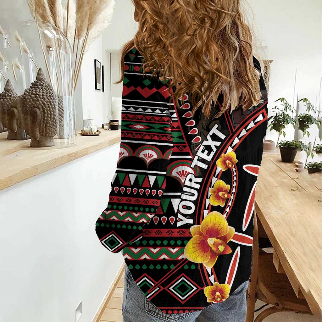 Personalized Kenya Women Casual Shirt Jamhuri ya Kenya Shield - Wonder Print Shop