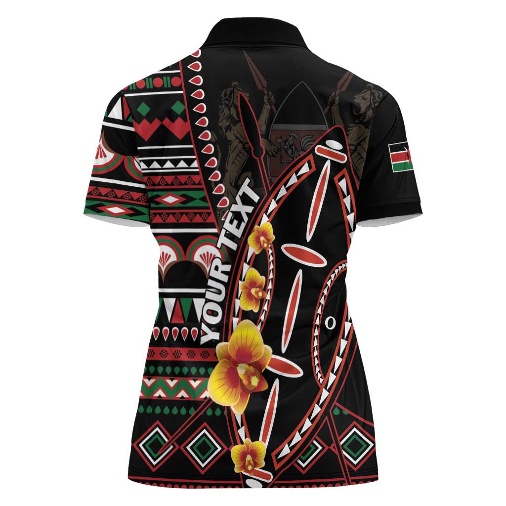 Personalized Kenya Women Polo Shirt Jamhuri ya Kenya Shield - Wonder Print Shop