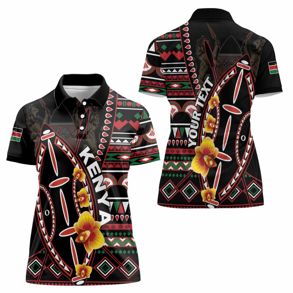 Personalized Kenya Women Polo Shirt Jamhuri ya Kenya Shield - Wonder Print Shop