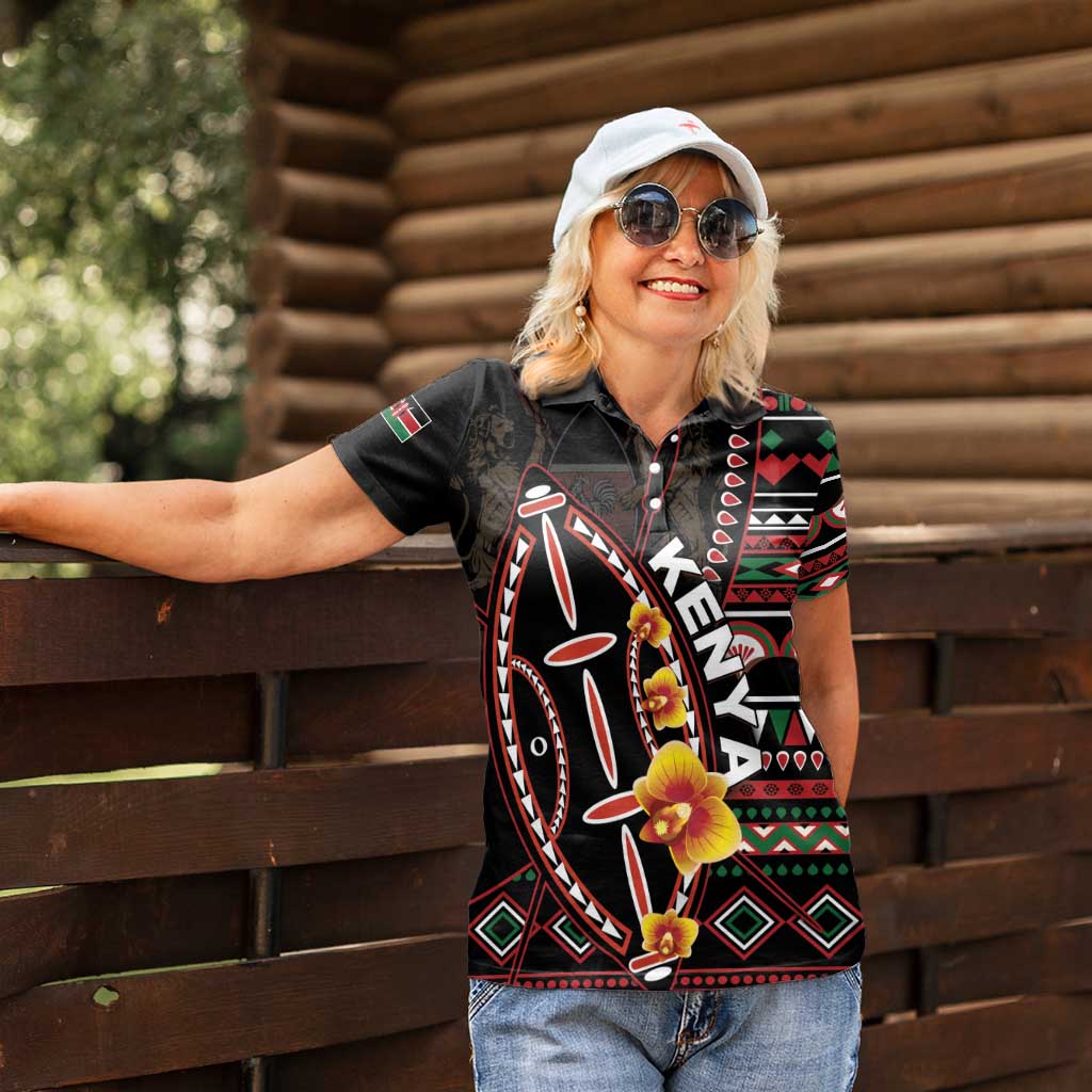 Personalized Kenya Women Polo Shirt Jamhuri ya Kenya Shield - Wonder Print Shop