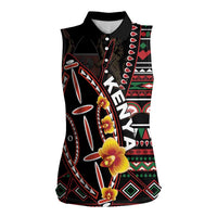 Personalized Kenya Women Sleeveless Polo Shirt Jamhuri ya Kenya Shield - Wonder Print Shop