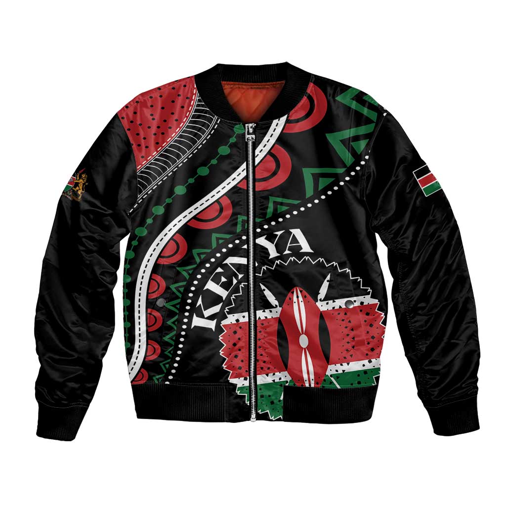 Personalized Kenya Bomber Jacket Harambee African Pattern - Wonder Print Shop