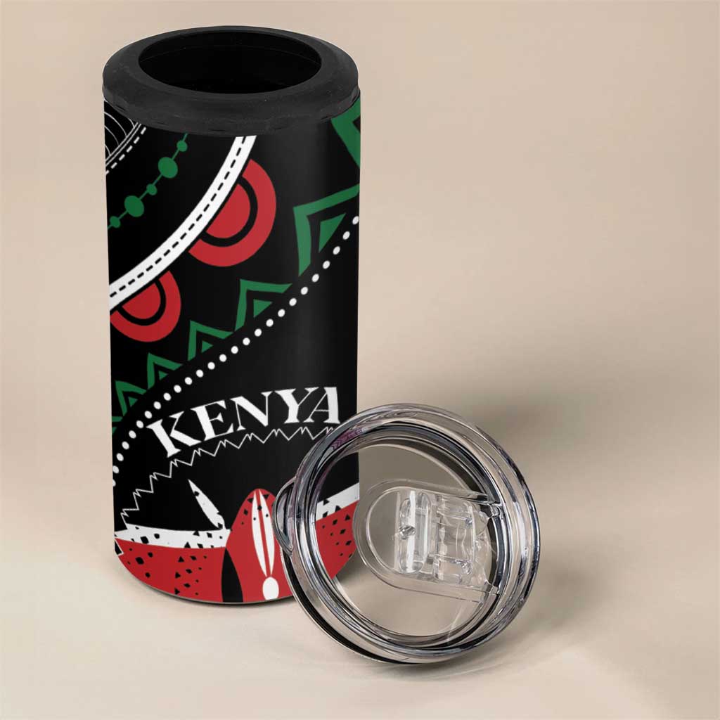 Personalized Kenya 4 in 1 Can Cooler Tumbler Harambee African Pattern - Wonder Print Shop