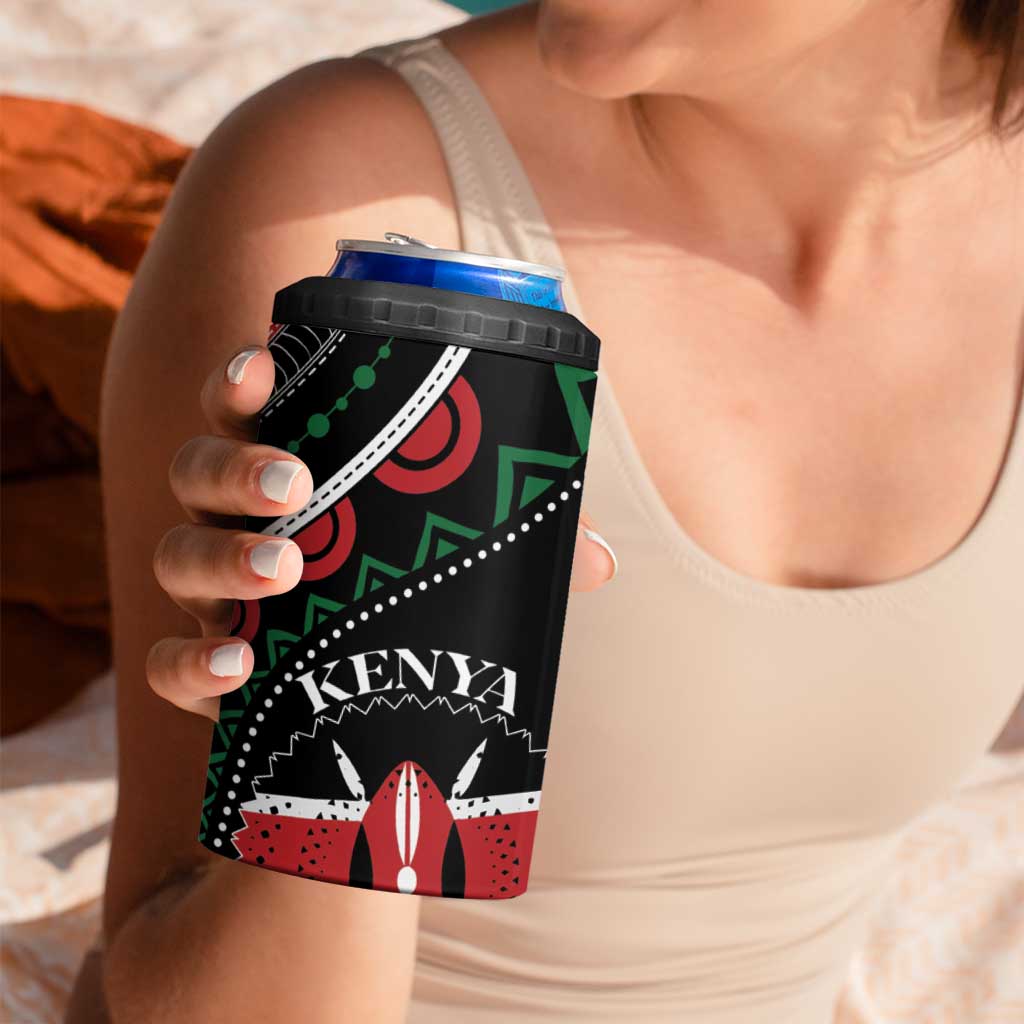 Personalized Kenya 4 in 1 Can Cooler Tumbler Harambee African Pattern - Wonder Print Shop