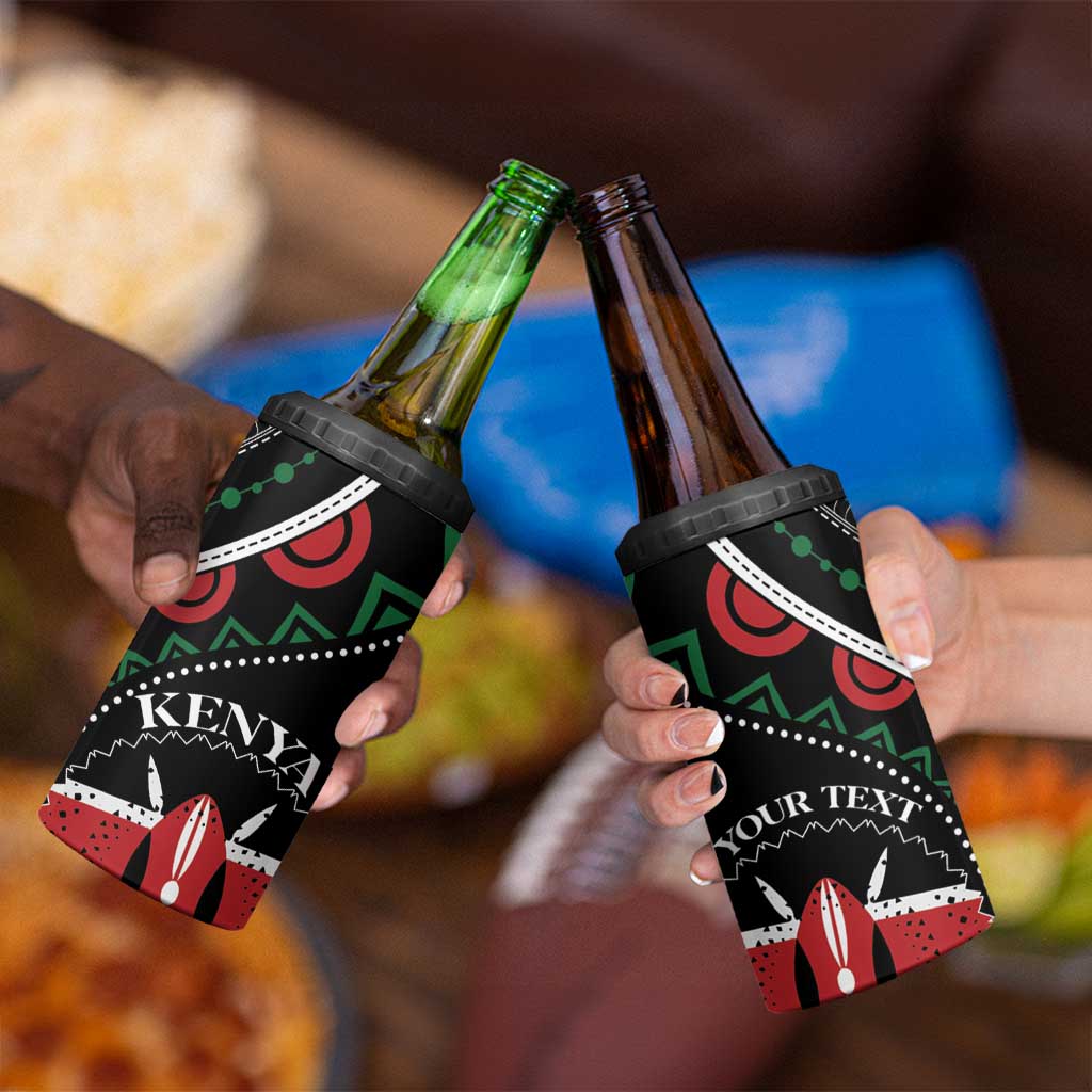 Personalized Kenya 4 in 1 Can Cooler Tumbler Harambee African Pattern - Wonder Print Shop