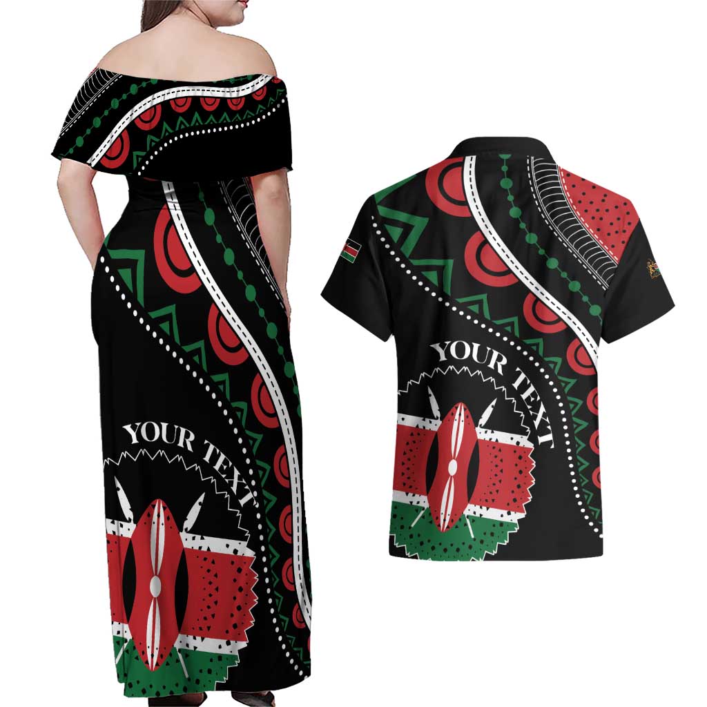 Personalized Kenya Couples Matching Off Shoulder Maxi Dress and Hawaiian Shirt Harambee African Pattern - Wonder Print Shop
