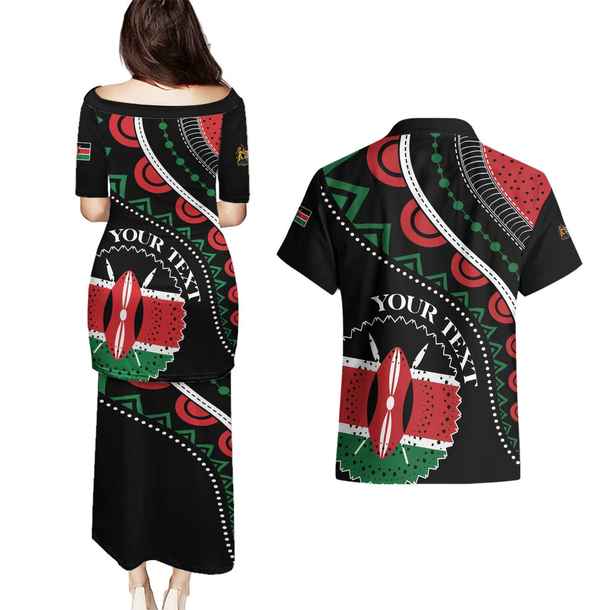 Personalized Kenya Couples Matching Puletasi and Hawaiian Shirt Harambee African Pattern - Wonder Print Shop