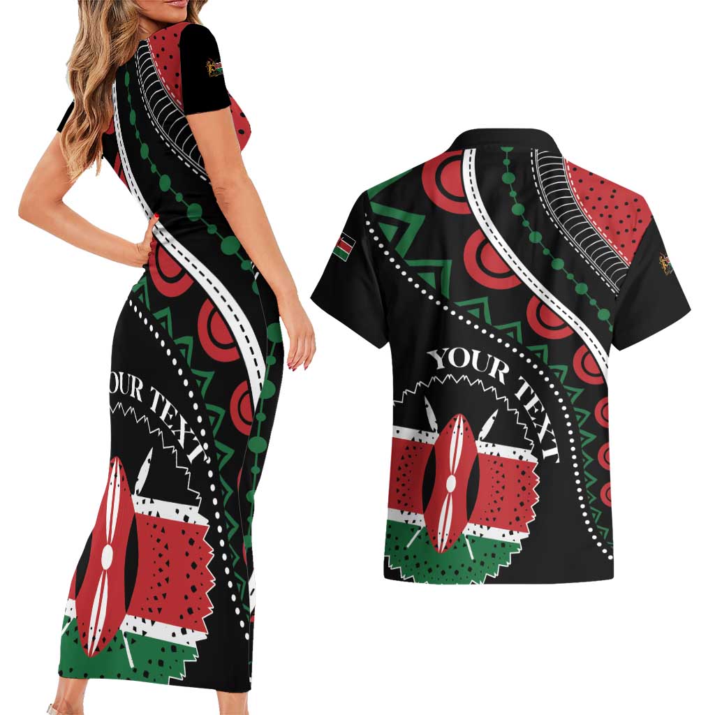 Personalized Kenya Couples Matching Short Sleeve Bodycon Dress and Hawaiian Shirt Harambee African Pattern - Wonder Print Shop