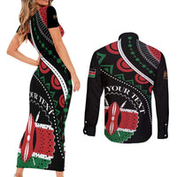 Personalized Kenya Couples Matching Short Sleeve Bodycon Dress and Long Sleeve Button Shirt Harambee African Pattern - Wonder Print Shop