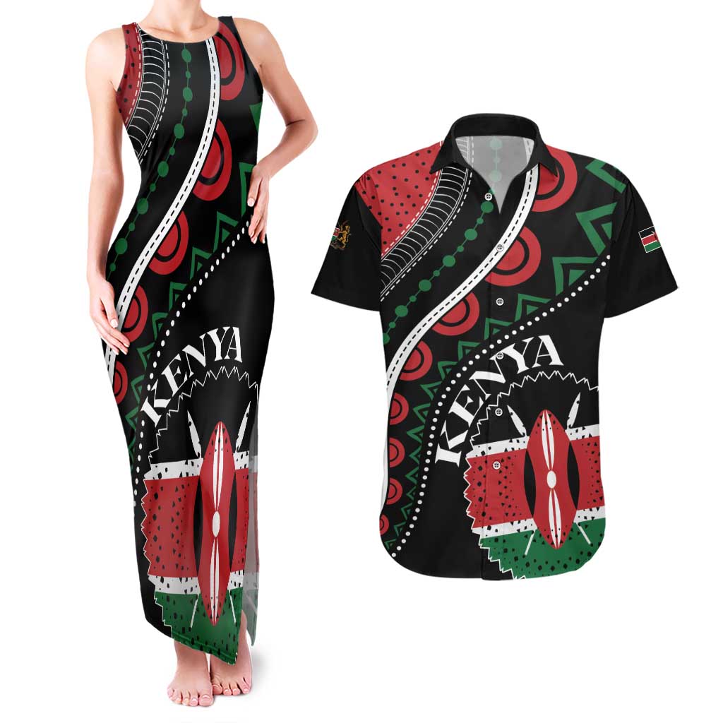 Personalized Kenya Couples Matching Tank Maxi Dress and Hawaiian Shirt Harambee African Pattern - Wonder Print Shop
