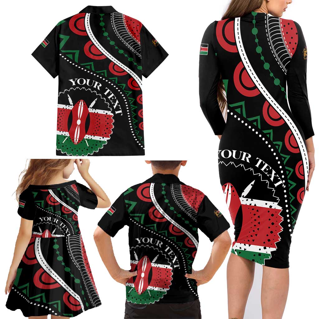 Personalized Kenya Family Matching Long Sleeve Bodycon Dress and Hawaiian Shirt Harambee African Pattern - Wonder Print Shop