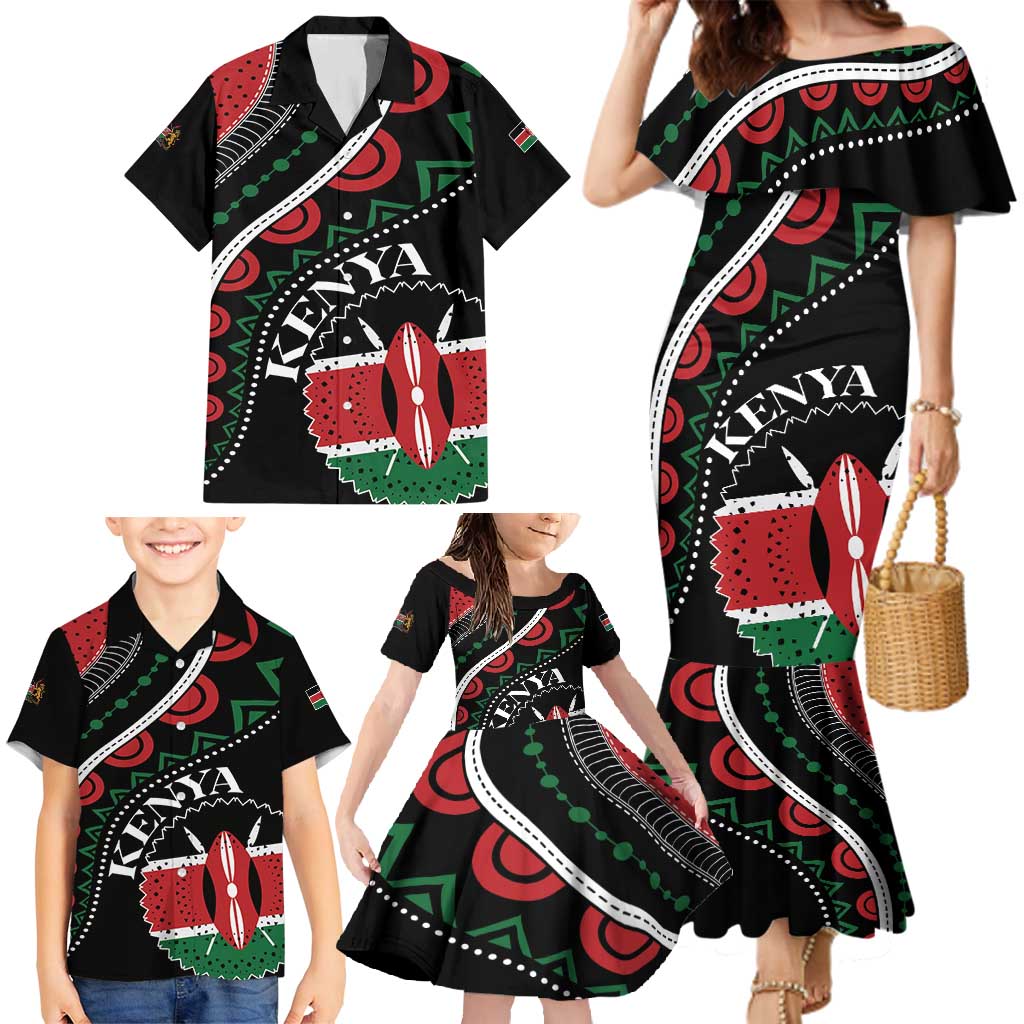 Personalized Kenya Family Matching Mermaid Dress and Hawaiian Shirt Harambee African Pattern - Wonder Print Shop