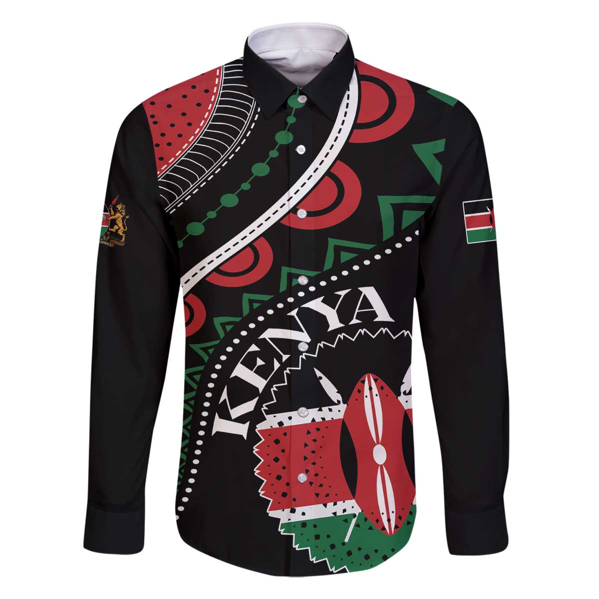 Personalized Kenya Family Matching Off The Shoulder Long Sleeve Dress and Hawaiian Shirt Harambee African Pattern - Wonder Print Shop