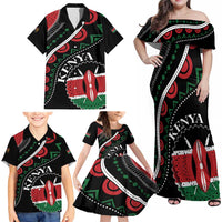 Personalized Kenya Family Matching Off Shoulder Maxi Dress and Hawaiian Shirt Harambee African Pattern - Wonder Print Shop