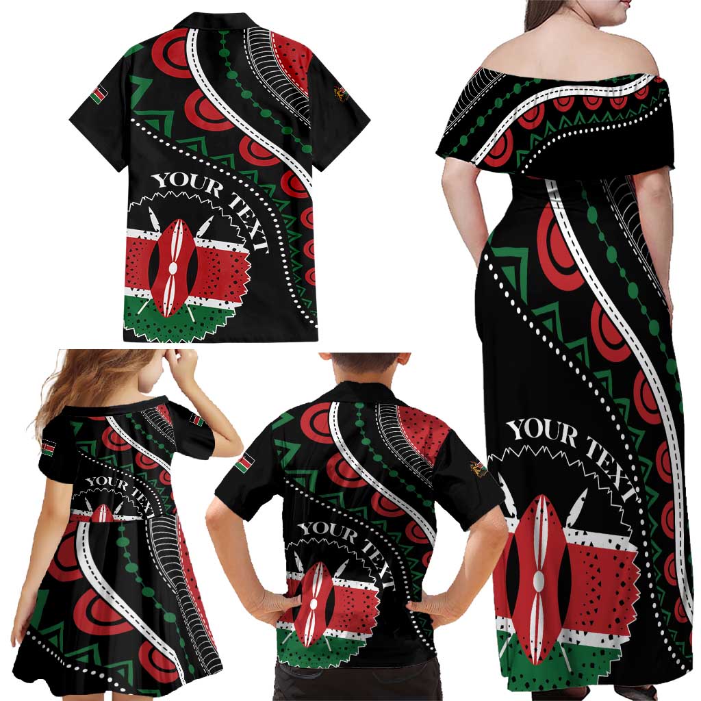 Personalized Kenya Family Matching Off Shoulder Maxi Dress and Hawaiian Shirt Harambee African Pattern - Wonder Print Shop