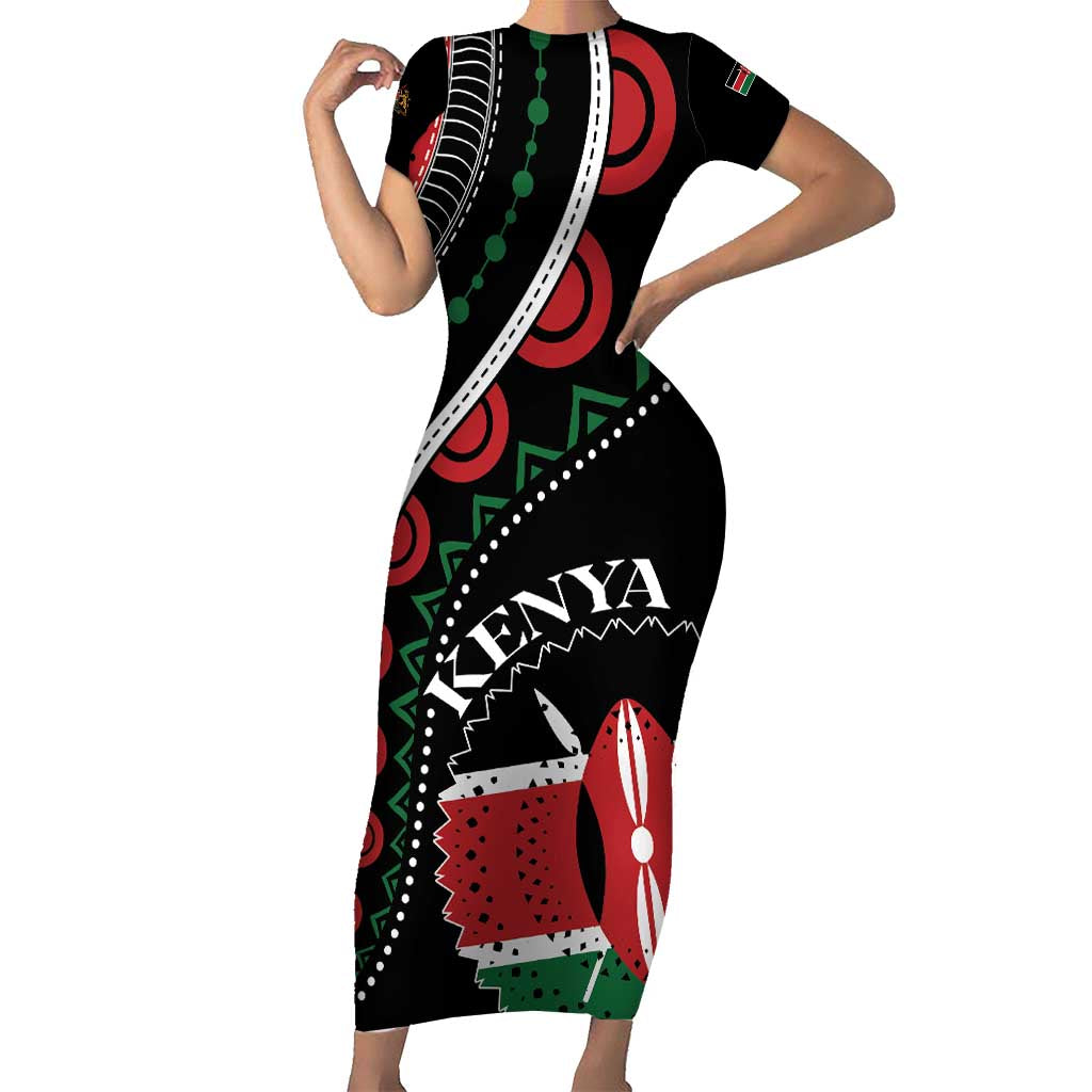 Personalized Kenya Family Matching Short Sleeve Bodycon Dress and Hawaiian Shirt Harambee African Pattern - Wonder Print Shop