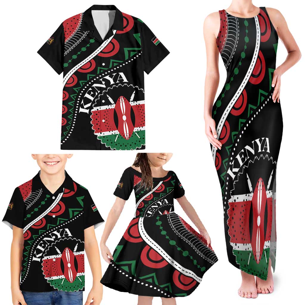 Personalized Kenya Family Matching Tank Maxi Dress and Hawaiian Shirt Harambee African Pattern - Wonder Print Shop