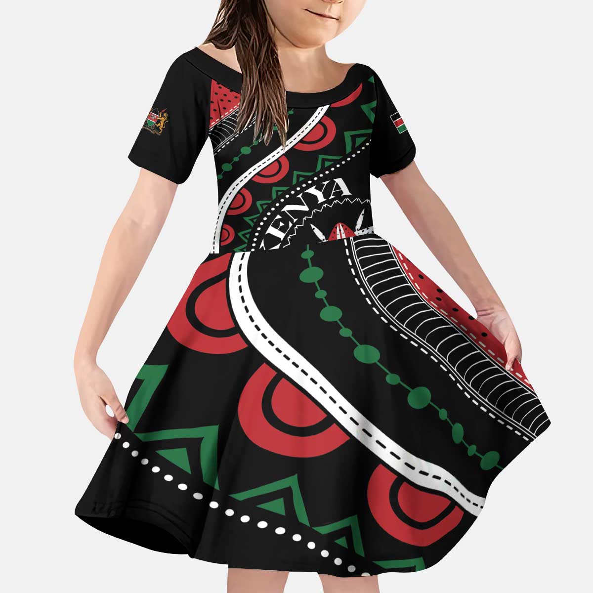Personalized Kenya Kid Short Sleeve Dress Harambee African Pattern - Wonder Print Shop
