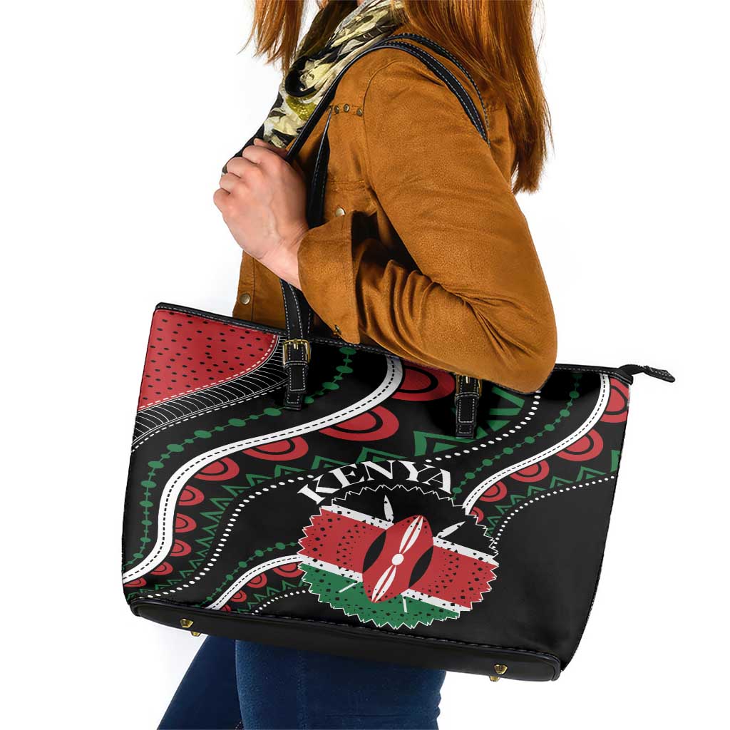 Kenya Leather Tote Bag Harambee African Pattern - Wonder Print Shop