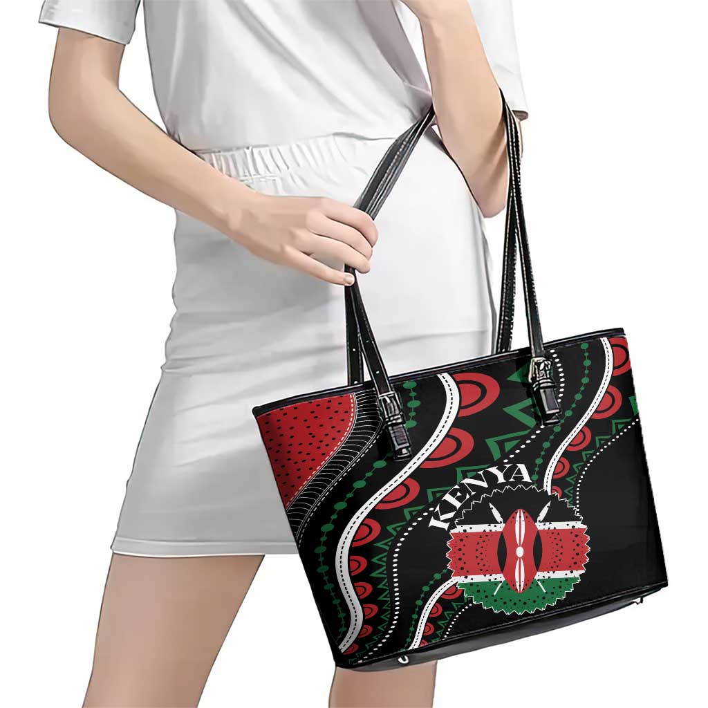 Kenya Leather Tote Bag Harambee African Pattern - Wonder Print Shop