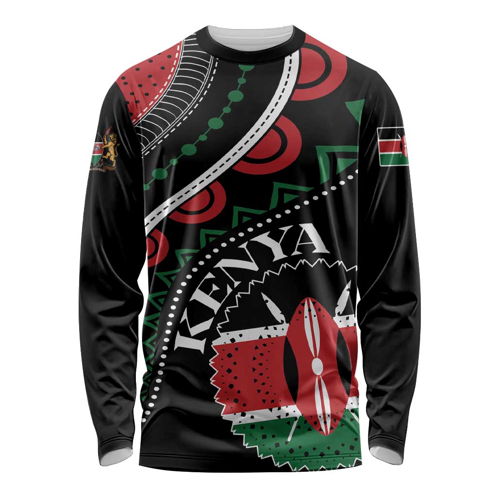 Personalized Kenya Long Sleeve Shirt Harambee African Pattern - Wonder Print Shop