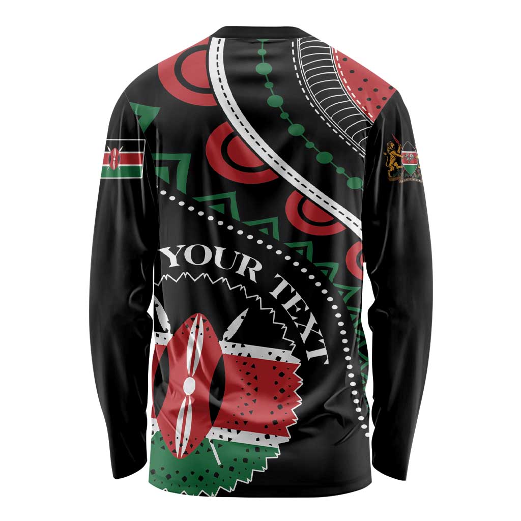 Personalized Kenya Long Sleeve Shirt Harambee African Pattern - Wonder Print Shop