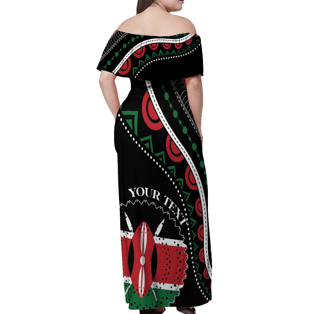 Personalized Kenya Off Shoulder Maxi Dress Harambee African Pattern - Wonder Print Shop