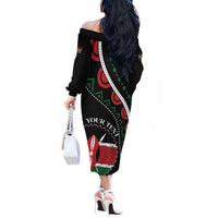 Personalized Kenya Off The Shoulder Long Sleeve Dress Harambee African Pattern - Wonder Print Shop