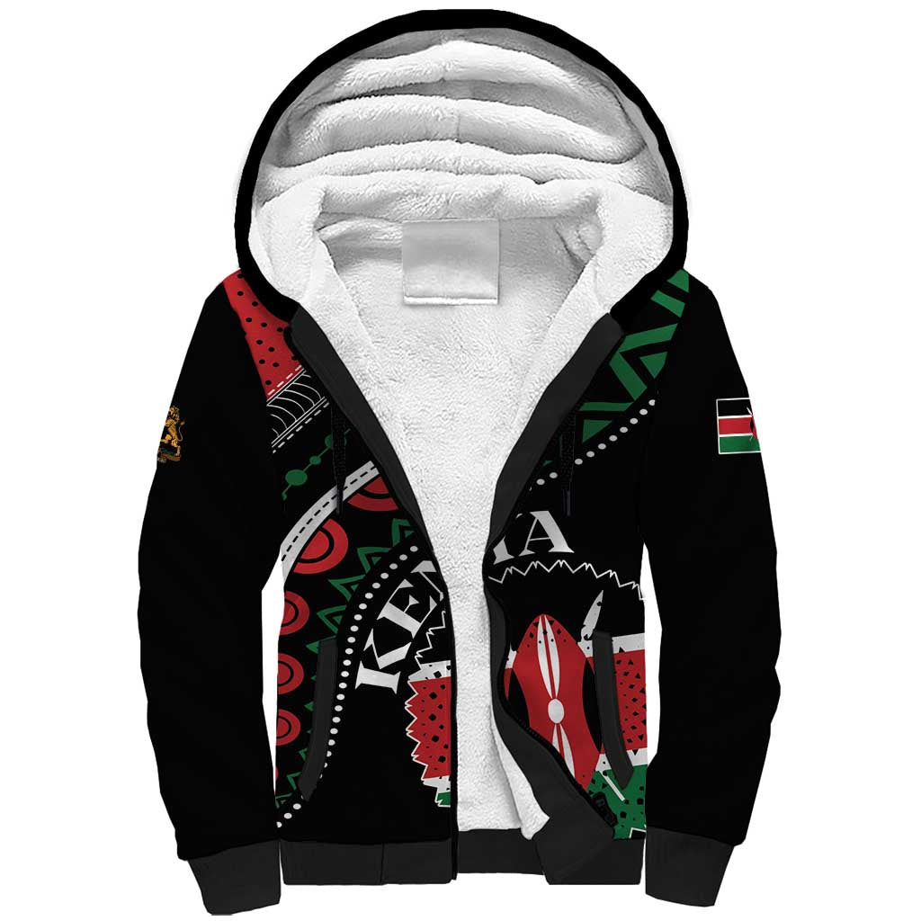 Personalized Kenya Sherpa Hoodie Harambee African Pattern - Wonder Print Shop