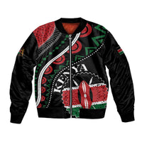 Personalized Kenya Sleeve Zip Bomber Jacket Harambee African Pattern - Wonder Print Shop