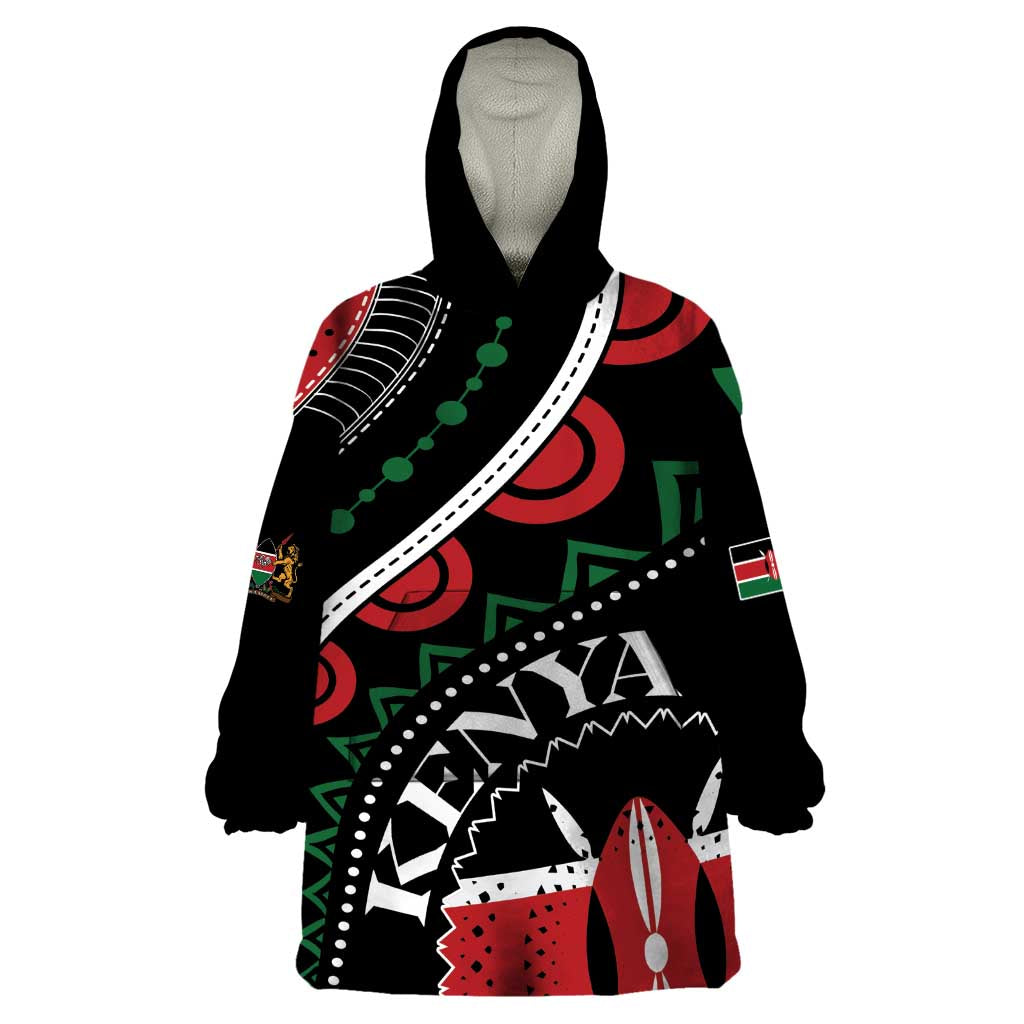 Personalized Kenya Wearable Blanket Hoodie Harambee African Pattern - Wonder Print Shop